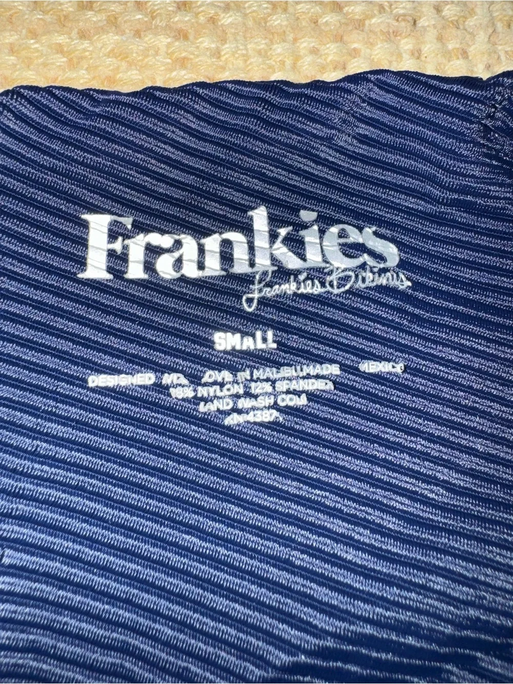 Frankie’s Bikinis Swimwear Navy Blue Greer Set, Top: L, Bottoms:‎ S
